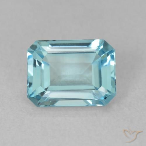 1.89ct 자연스러운 하늘색 황옥, 에메랄드 컷, VS