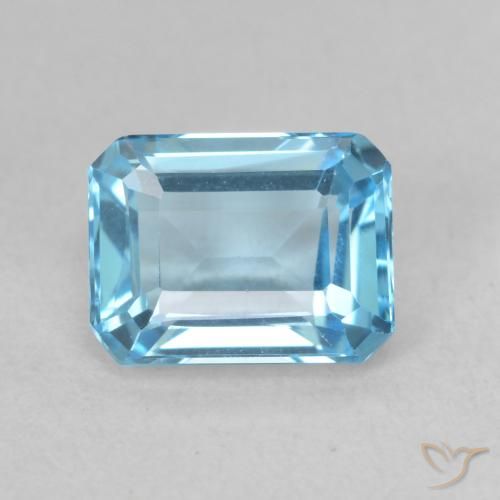 2.11ct 자연스러운 스위스 블루 황옥, 에메랄드 컷, VVS