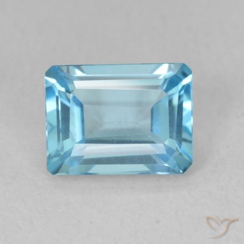 1.91ct 자연스러운 스위스 블루 황옥, 에메랄드 컷, VVS