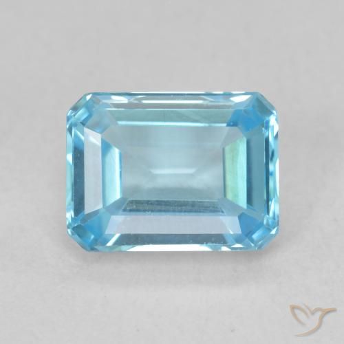 2.11ct 자연스러운 스위스 블루 황옥, 에메랄드 컷, VVS