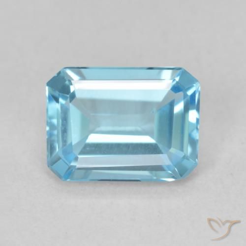 1.74ct 자연스러운 스위스 블루 황옥, 에메랄드 컷, VVS
