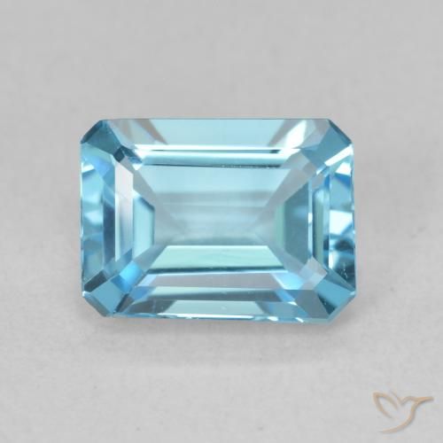 1.94ct 자연스러운 스위스 블루 황옥, 에메랄드 컷, VVS