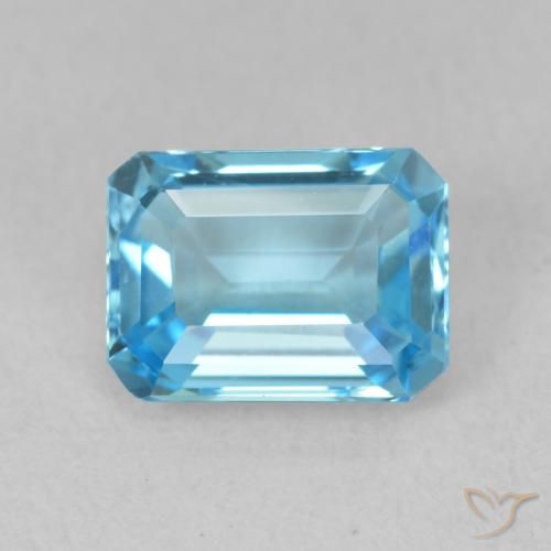 2.05ct 자연스러운 스위스 블루 황옥, 에메랄드 컷, VVS