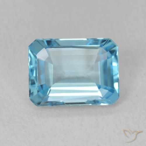 1.76ct 자연스러운 스위스 블루 황옥, 에메랄드 컷, VVS