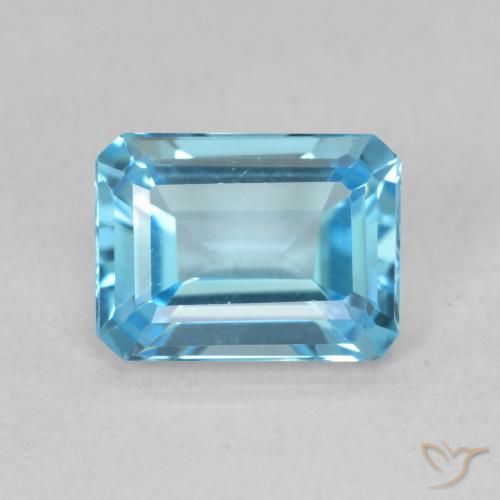 1.85ct 자연스러운 스위스 블루 황옥, 에메랄드 컷, VVS