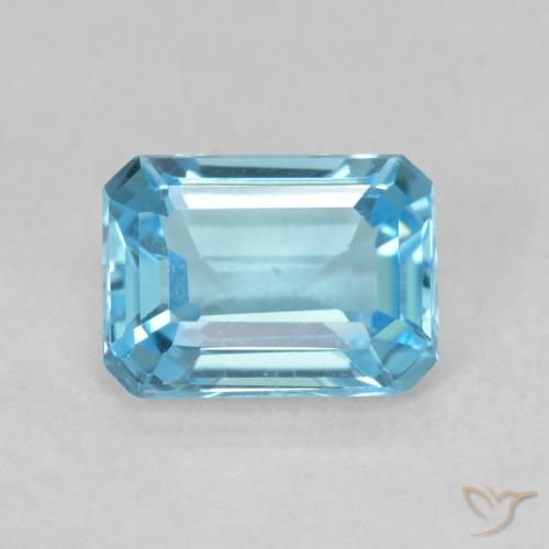 1.80ct 자연스러운 스위스 블루 황옥, 에메랄드 컷, VVS