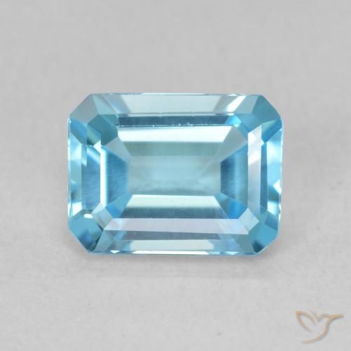 1.93ct 자연스러운 스위스 블루 황옥, 에메랄드 컷, VVS