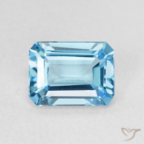 1.84ct 자연스러운 스위스 블루 황옥, 에메랄드 컷, VVS