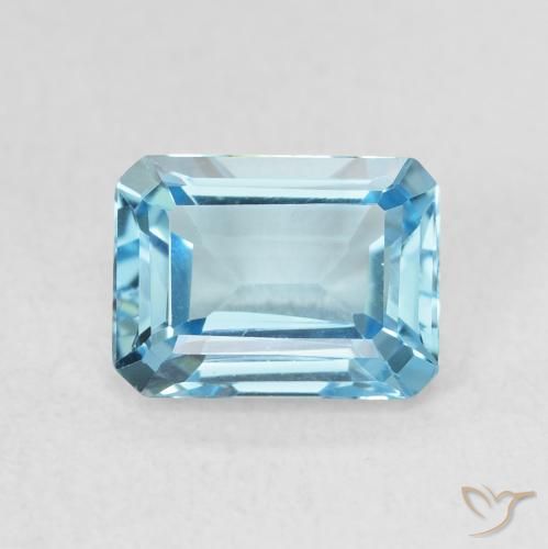1.93ct 자연스러운 스위스 블루 황옥, 에메랄드 컷, VVS