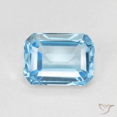 1.80ct 자연스러운 스위스 블루 황옥, 에메랄드 컷, VVS