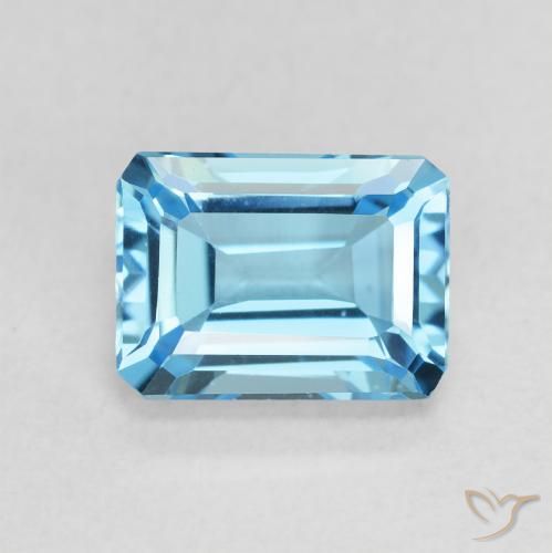2.04ct 자연스러운 스위스 블루 황옥, 에메랄드 컷, VVS