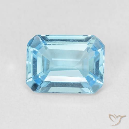 1.88ct 자연스러운 스위스 블루 황옥, 에메랄드 컷, VVS