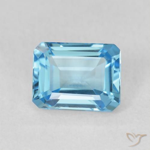 2.00ct 자연스러운 스위스 블루 황옥, 에메랄드 컷, VVS