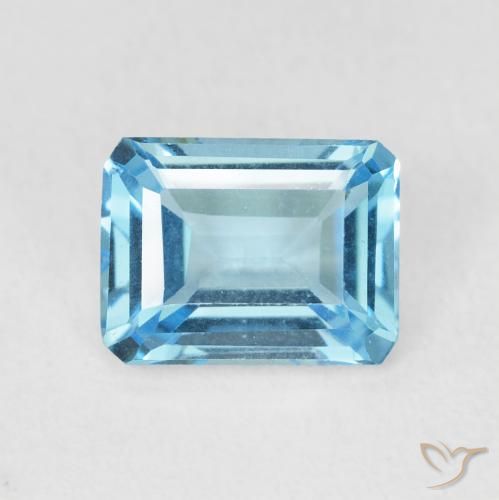 1.85ct 자연스러운 스위스 블루 황옥, 에메랄드 컷, VVS