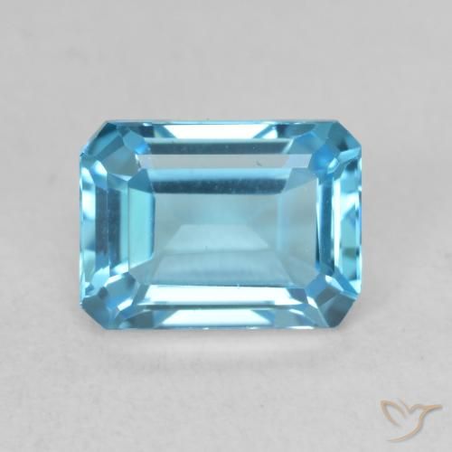 2.18ct 자연스러운 스위스 블루 황옥, 에메랄드 컷, VVS