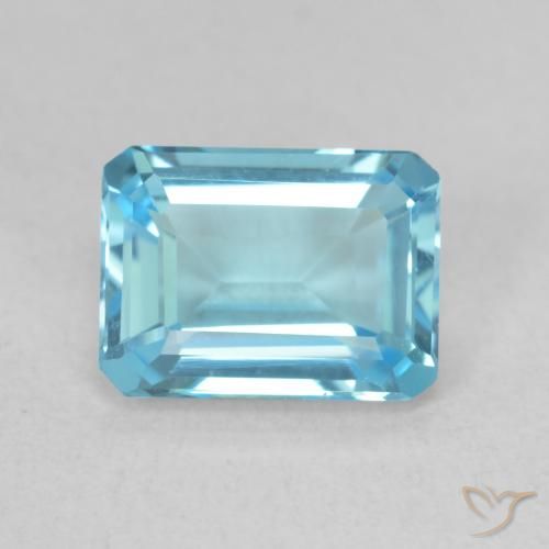 1.82ct 자연스러운 스위스 블루 황옥, 에메랄드 컷, VVS