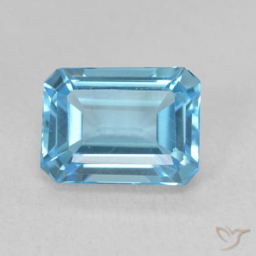 2.09ct 자연스러운 스위스 블루 황옥, 에메랄드 컷, VVS