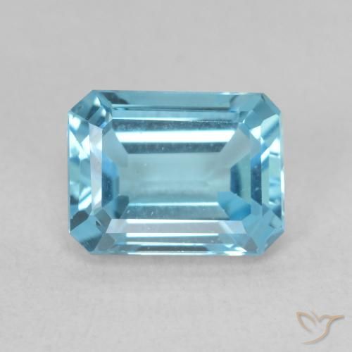 1.96ct 자연스러운 스위스 블루 황옥, 에메랄드 컷, VVS