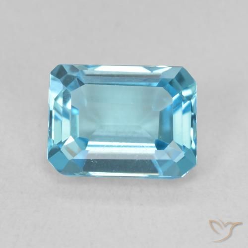 1.96ct 자연스러운 스위스 블루 황옥, 에메랄드 컷, VVS