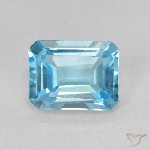 1.89ct 자연스러운 스위스 블루 황옥, 에메랄드 컷, VVS