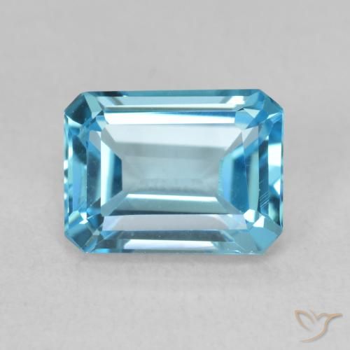 1.99ct 자연스러운 스위스 블루 황옥, 에메랄드 컷, VVS