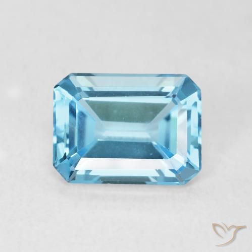 1.76ct 자연스러운 스위스 블루 황옥, 에메랄드 컷, VVS
