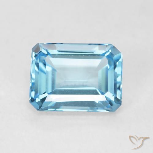 2.10ct 자연스러운 스위스 블루 황옥, 에메랄드 컷, VVS