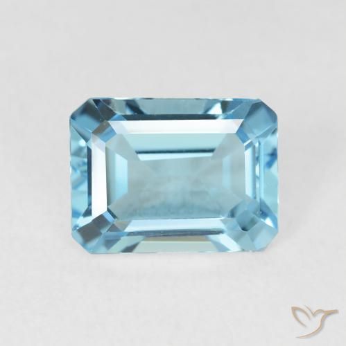1.90ct 자연스러운 스위스 블루 황옥, 에메랄드 컷, VVS
