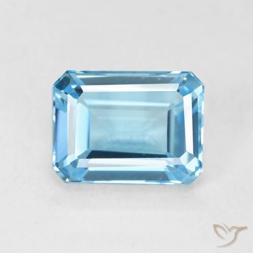 2.13ct 자연스러운 스위스 블루 황옥, 에메랄드 컷, VVS