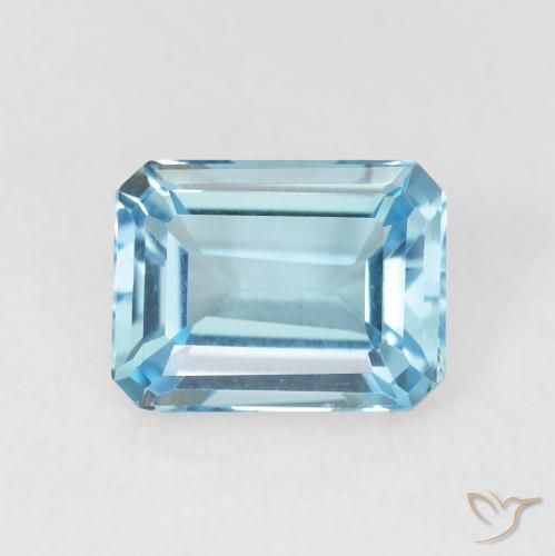 2.04ct 자연스러운 하늘색 황옥, 에메랄드 컷, VVS