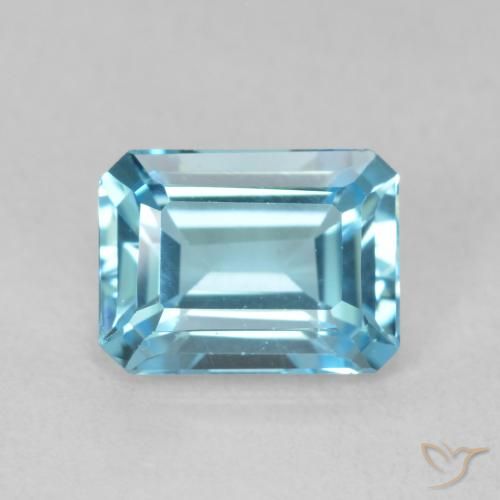 1.80ct 자연스러운 베이비 블루 황옥, 에메랄드 컷, VVS