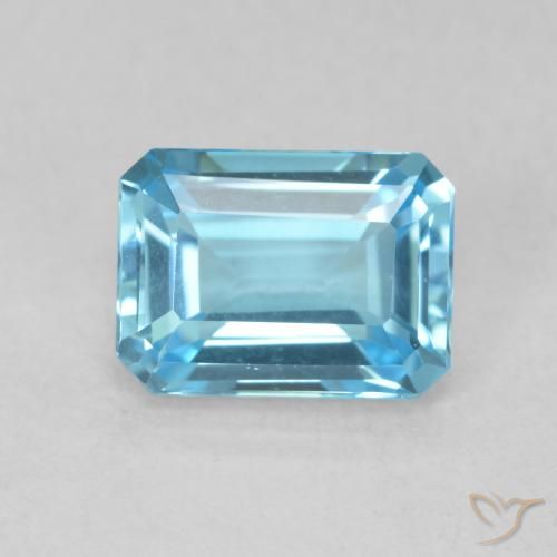 1.85ct 자연스러운 스위스 블루 황옥, 에메랄드 컷, VVS
