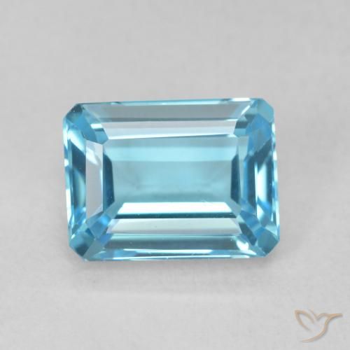 2.06ct 자연스러운 스위스 블루 황옥, 에메랄드 컷, VVS
