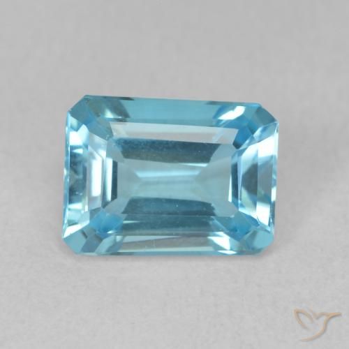 1.91ct 자연스러운 스위스 블루 황옥, 에메랄드 컷, VVS