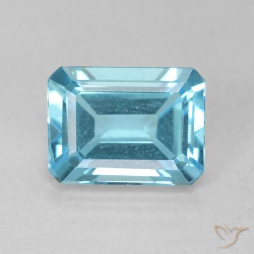 2.15ct 자연스러운 딥 마야 블루 황옥, 에메랄드 컷, VVS