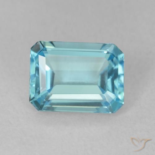 1.99ct 자연스러운 스위스 블루 황옥, 에메랄드 컷, VVS