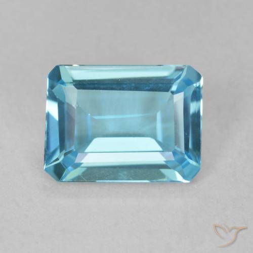 1.65ct 자연스러운 스위스 블루 황옥, 에메랄드 컷, VVS