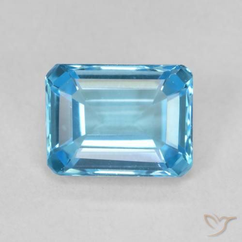 2.00ct 자연스러운 스위스 블루 황옥, 에메랄드 컷, VVS