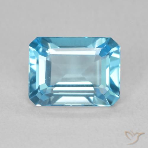 1.92ct 자연스러운 스위스 블루 황옥, 에메랄드 컷, VVS