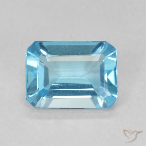 1.68ct 자연스러운 스위스 블루 황옥, 에메랄드 컷, VVS