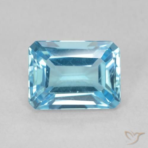 2.00ct 자연스러운 스위스 블루 황옥, 에메랄드 컷, VVS