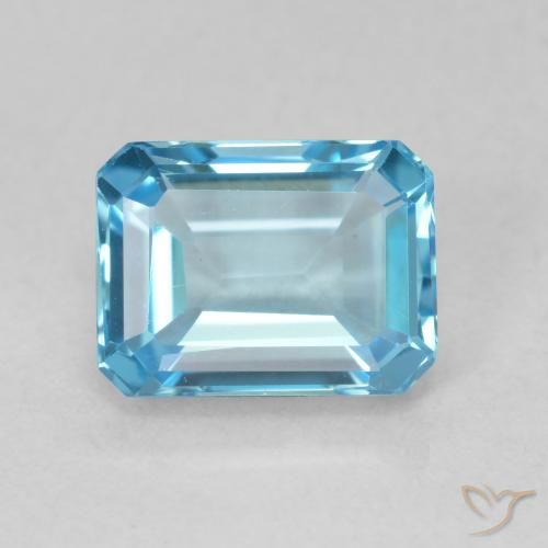 2.03ct 자연스러운 스위스 블루 황옥, 에메랄드 컷, VVS