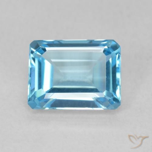 2.15ct 자연스러운 스위스 블루 황옥, 에메랄드 컷, VVS