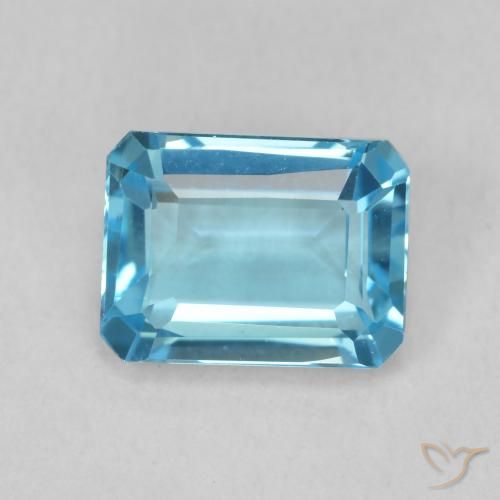 1.93ct 자연스러운 스위스 블루 황옥, 에메랄드 컷, VVS