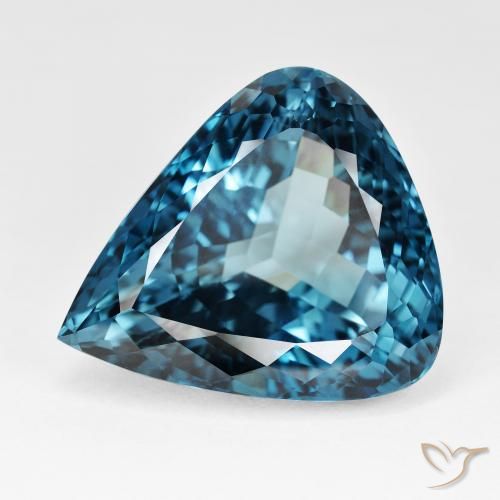 95.69ct 자연스러운 런던 블루 황옥, 배 모양, IF