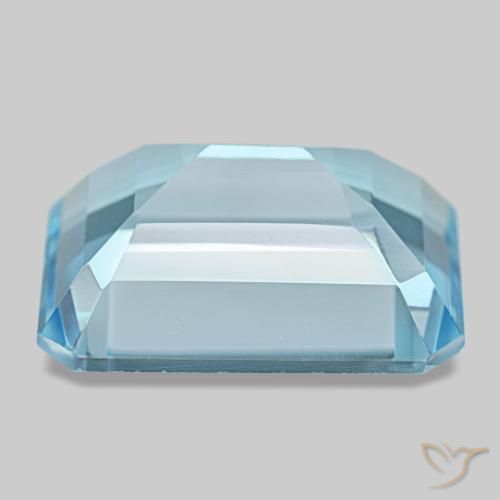 14.46캐럿 천연 스위스 블루 토파즈, 에메랄드 컷, 16×12.2 mm, VVS
