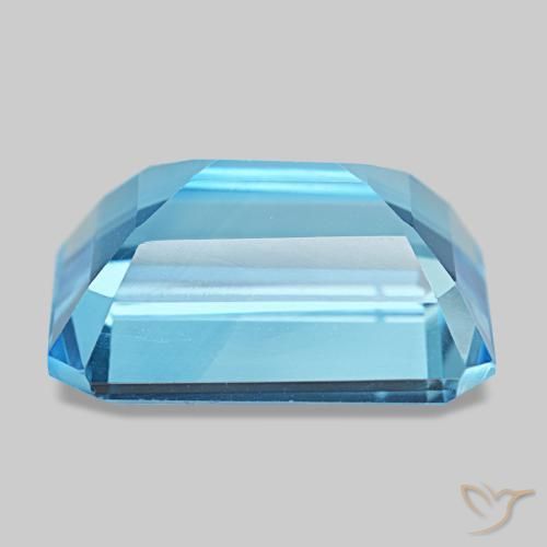 15.71캐럿 천연 스위스 블루 토파즈, 에메랄드 컷, 16.1×12 mm, VVS-VS