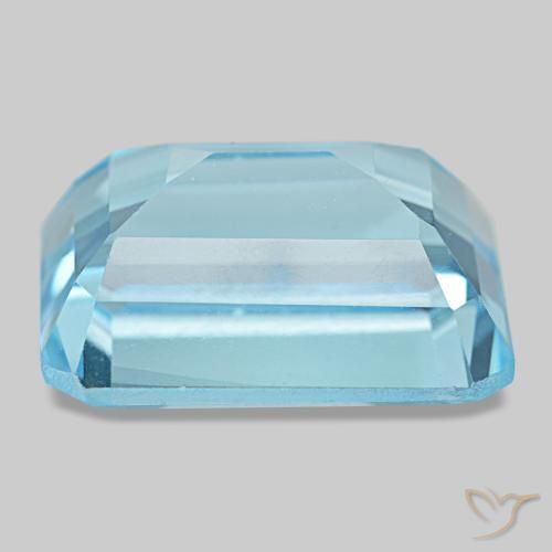 16.66캐럿 천연 스위스 블루 토파즈, 에메랄드 컷, 16.1×12.2 mm, VVS-VS