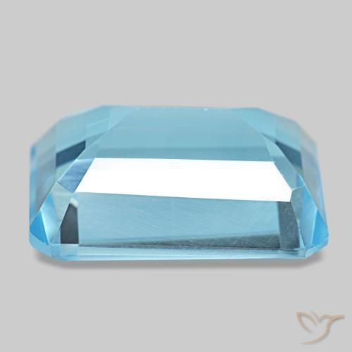 14.71캐럿 천연 스위스 블루 토파즈, 에메랄드 컷, 16.1×12.1 mm, VS