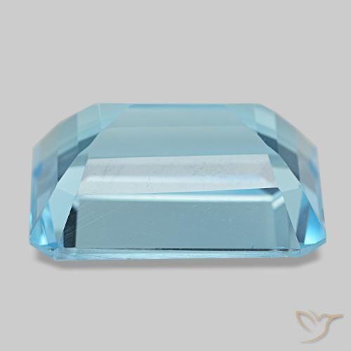 15.53캐럿 천연 스위스 블루 토파즈, 에메랄드 컷, 16.2×12.1 mm, VS